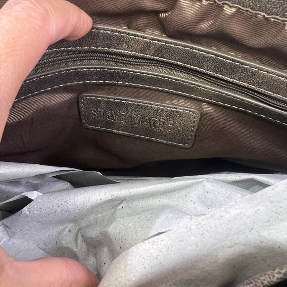 Steve Madden Boho Fringe Shoulder Bag Western Style Tote Purse NWT Brown Tan - Picture 12 of 13